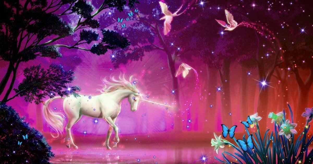 Best unicorn names - A white magical unicorn in a fantasyland