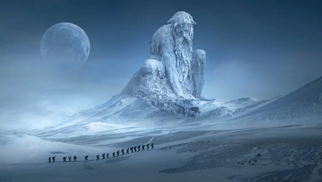 Frost giant names - A giant in a snowy landscape by full moon