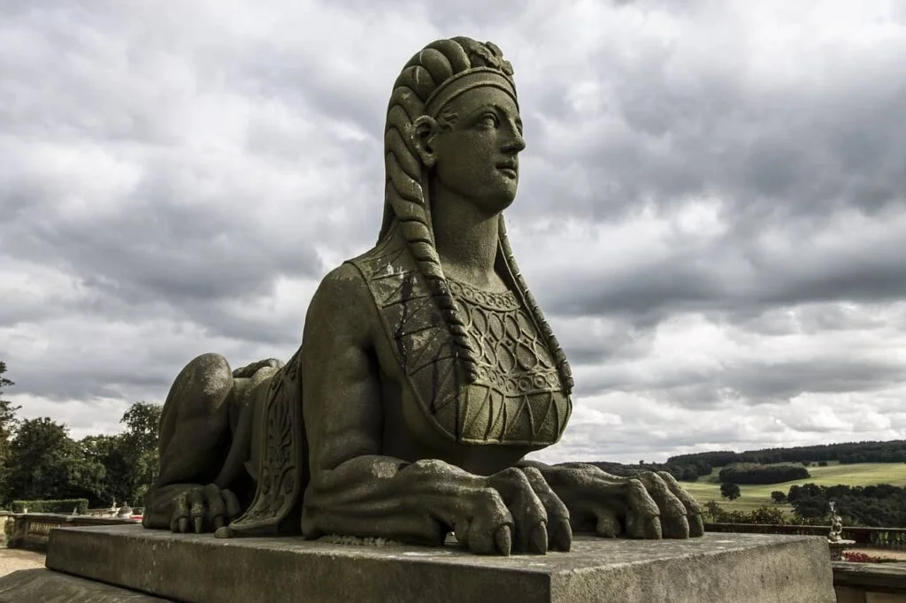 A female sphinx statue