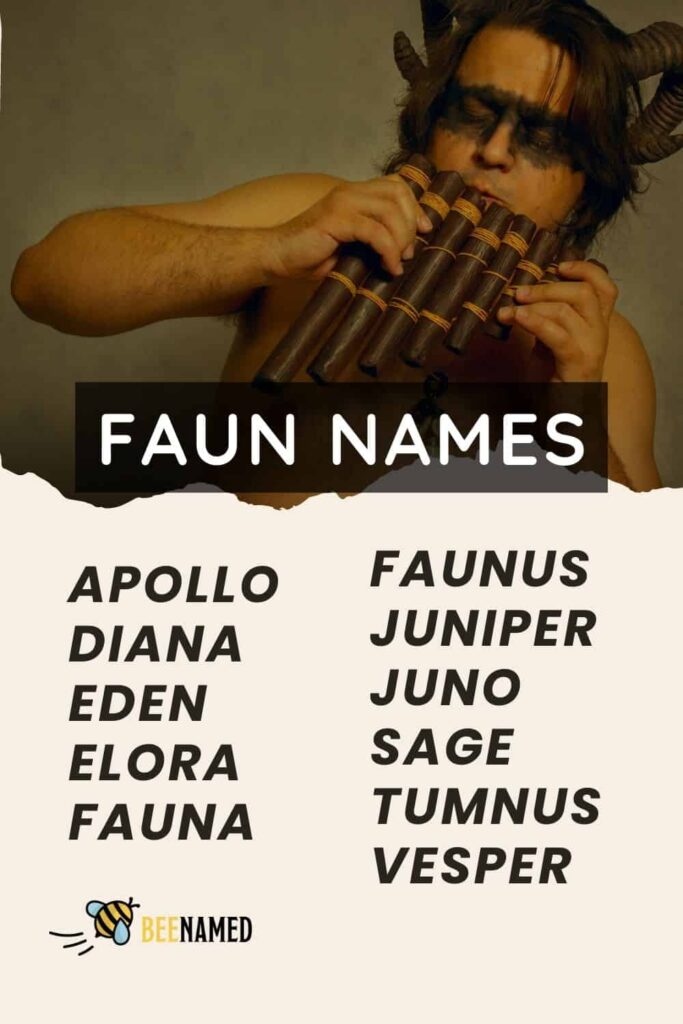 List of faun names with a male faun playing a pan flute