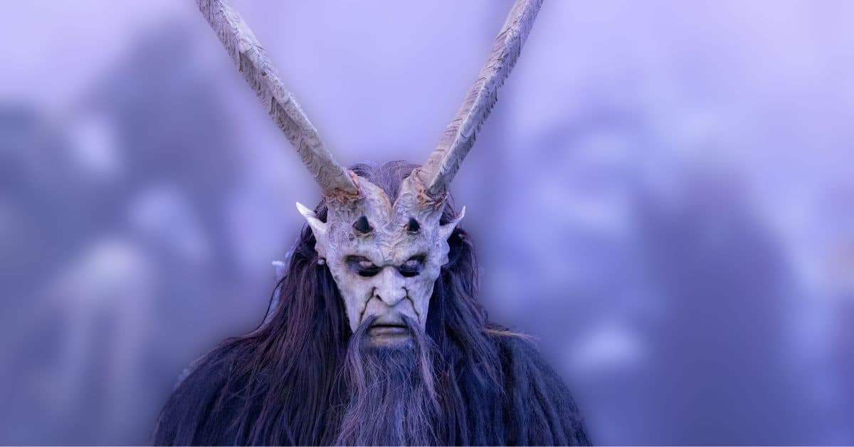 Satyr names - A long-horned bearded satyr on purple background