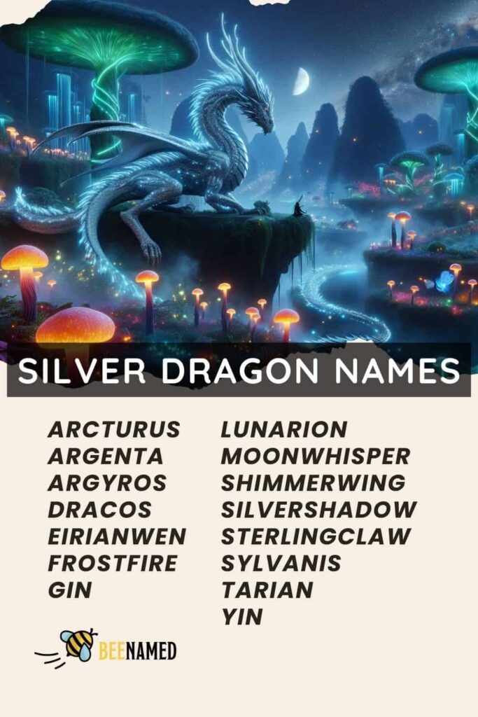 List of silver dragon names - A silver dragon in a fantasy setting